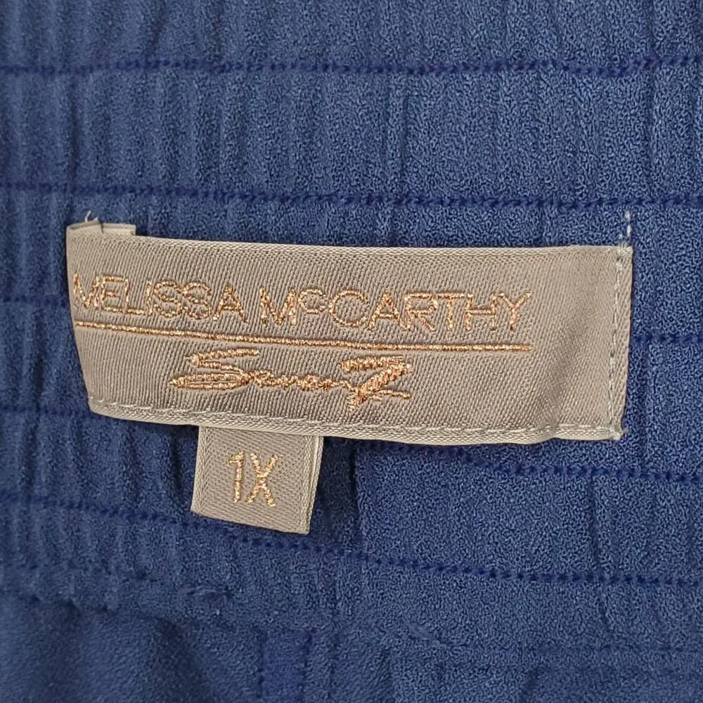 Melissa McCarthy NEW 1X Pants Flowy Cropped Capri Button Cuff Elastic Waist Hems - Picture 10 of 12